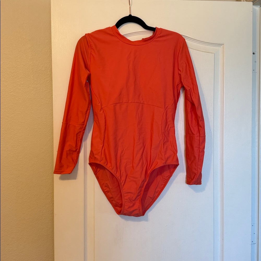 Coral Long Sleeve Zip Swimsuit